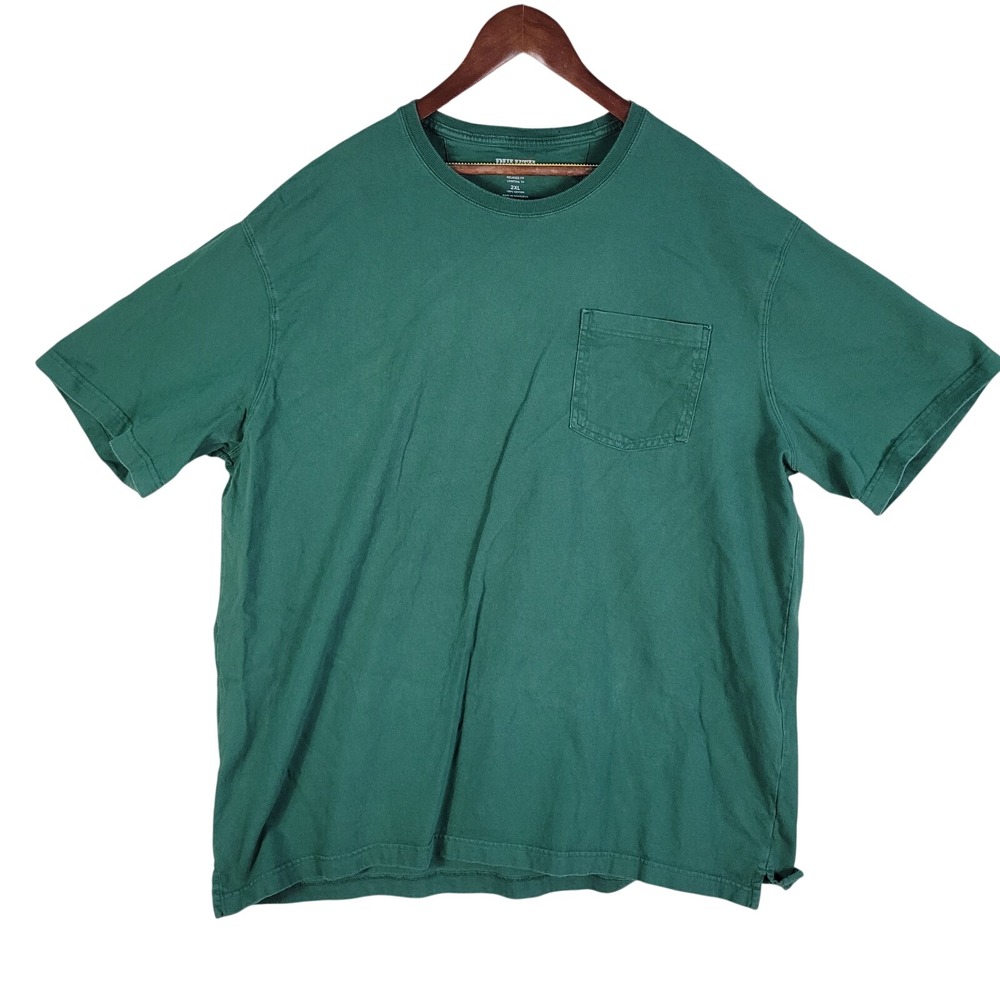 Duluth T Shirt Men's Size 2XL Green Relaxed Fit Longtail Pocket Tee 100% Cotton